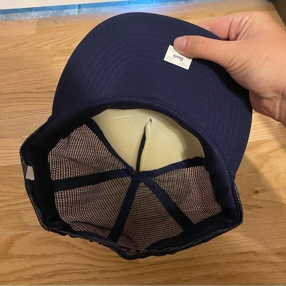 Vintage Atlanta Patch Snap Back Hat Mesh Trucker Georgia City Navy Blue - Picture 7 of 11